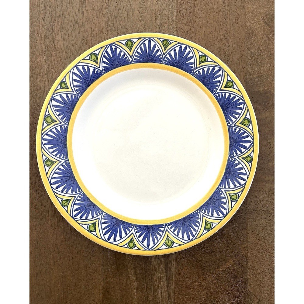 Williams-Sonoma Portofino Dinner‎ Plate Blue Yellow White Portugal 10.5"